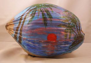 Blue Sunset Painted Coconut