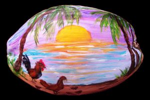Key West Chickens Painted Coconut