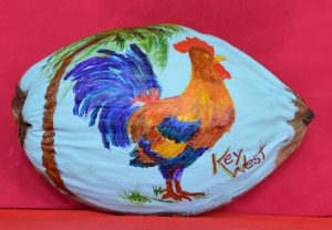 Key West Rooster Painted Coconut