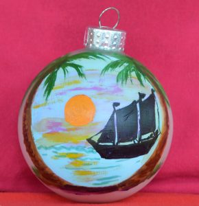 Sailboat Sunset Christmas Ornament