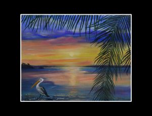 Pelican Sunset Matted Print